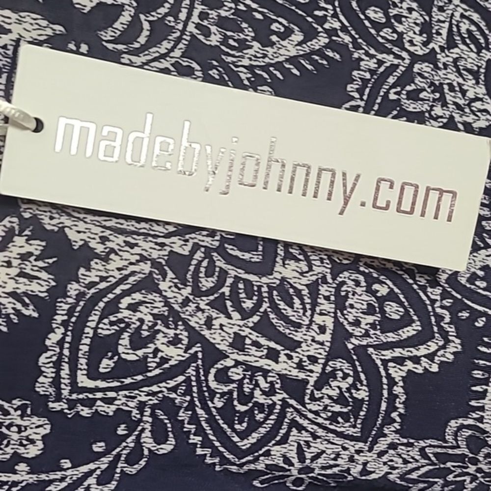 Made by Johnny- Johnny Was Blue & White Floral Asymmetrical Top, Size Large, NWT - Picture 8 of 10
